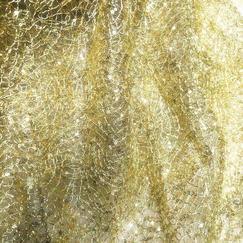 Cord Fabric Sequined Fabric Gold Silvery Color Hollow Fabric - Etsy
