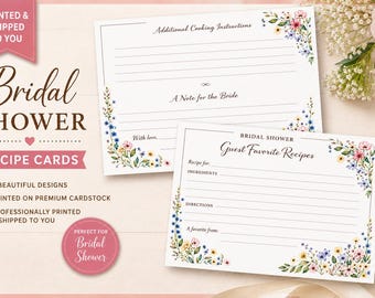 Wildflower Bridal Shower Recipe Cards | Guest Favorite Recipes | Double Sided 4x6