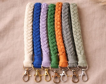 Braided Macrame Wristlet Keychain | Boho Cotton Key Fob