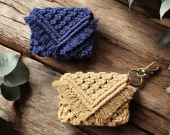 Small Macrame Keychain Wallet, Card Holder, Boho