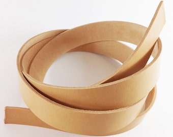 46"-55" Natural Veg Tanned Leather Straps, Genuine Italian Vegetable Tanned Leather 2 mm (5 oz) Strips, Leather for Craft Tooling, Stamping