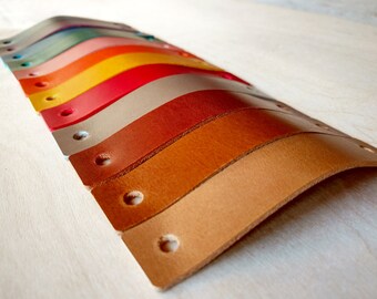 Leather Pulls / Handles, Drawer, Dresser, Cabinets, Door Handles. Leather Kitchen Pulls, Cupboard Handles, Knobs 1 inch Width, Thick 2mm/5oz