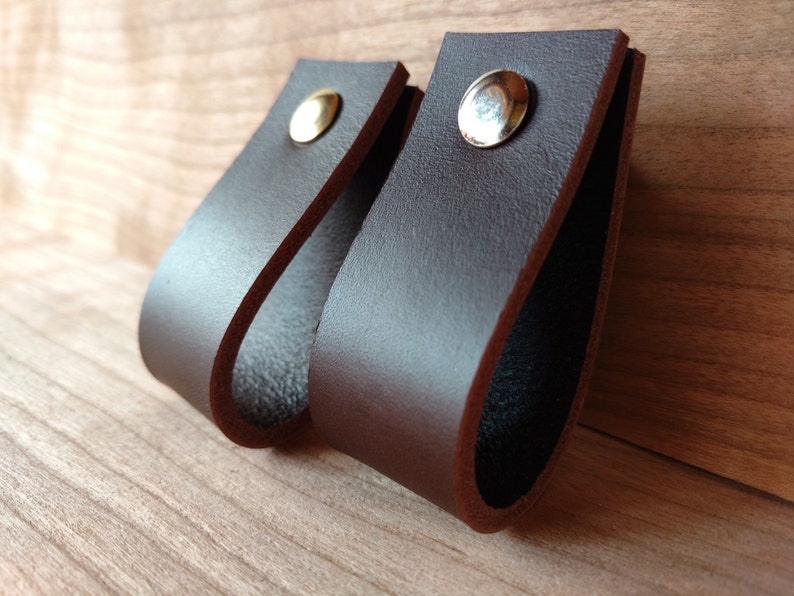 Brown Leather Pulls Drawer Dresser Door Pulls / Etsy