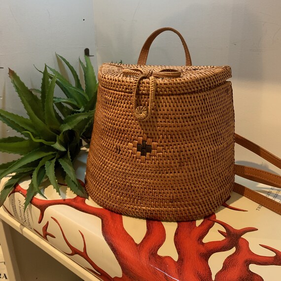 Bohemian Rattan Back Pack Handbag