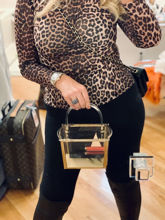 Majestic Vintage Hexagon Clear Lucite Handbag - ci