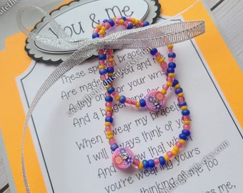 Matching Bracelet Set with Poem, Separation Bracelets, First Day of Kindergarten, Preschool, Comfort Bracelet, Back to School