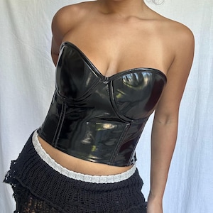 Vintage y2k faux latex corset