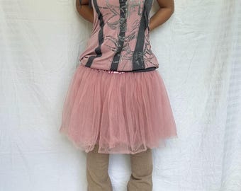 Falda de ballet con volantes de tul rosa bebé