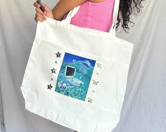 fruitger aero silver star button embellished large tote bag