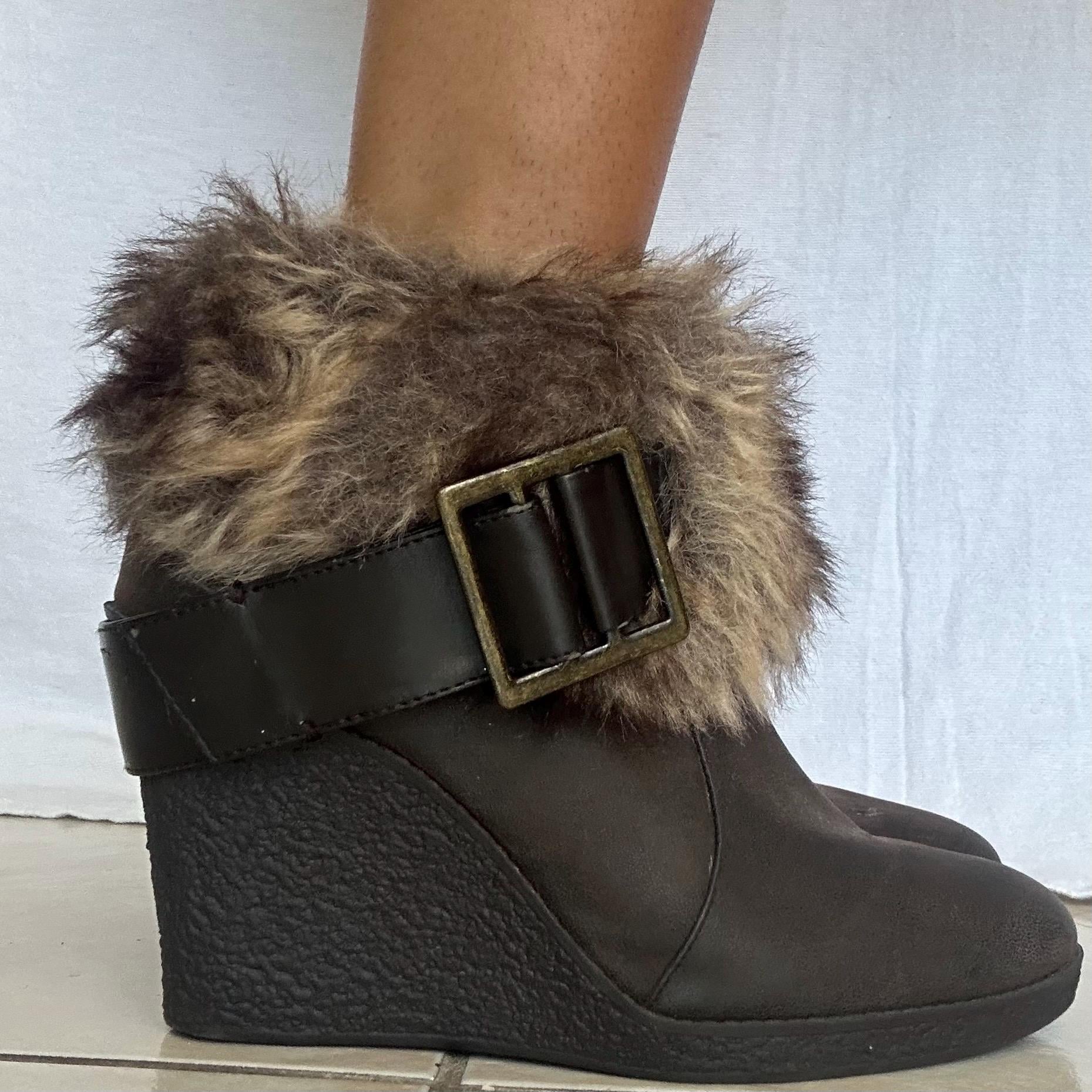 Y2k Fur Boots - Etsy