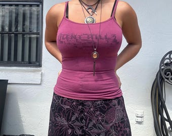 Vintage Y2K muted dark purple upcycled Silent Hill 2 female horror game protagonist cami top