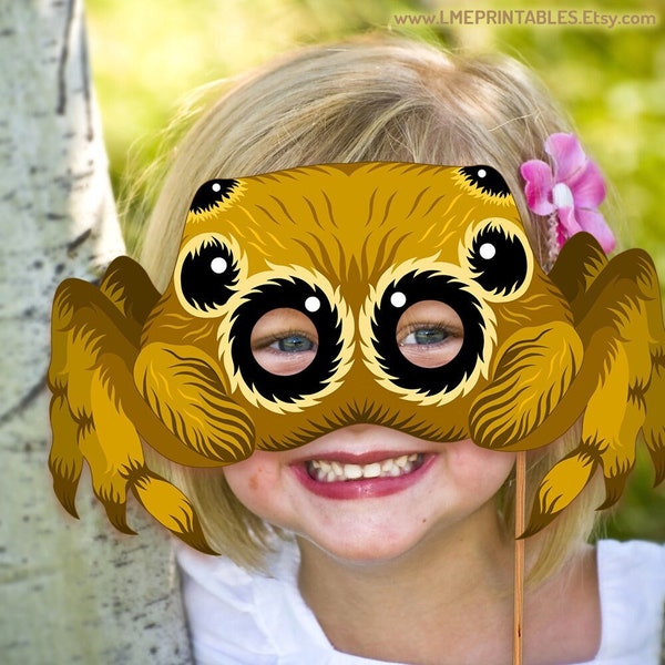 Tarantula Spider Mask Printable Halloween Jumping Bug Animal DIY Costume Carnival Adult Kid Birthday Party Favor Game Photo Booth Masquerade