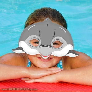 Dolphin Printable Mask Halloween Costume Pool Party Beach Sea Ocean Animals Acuatic Whale DIY Animal Masks Photo Booth Children Adult Kids image 1