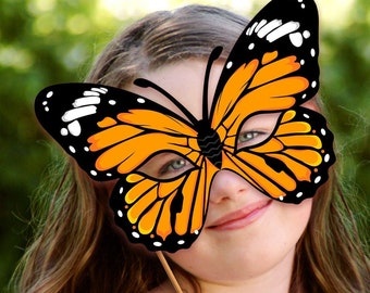 Monarch Butterfly Mask Printable Halloween Costume Animal Insect Bug Nymph Moth DIY Adult Kid Party Photo Booth Masquerade Birthday Carnival