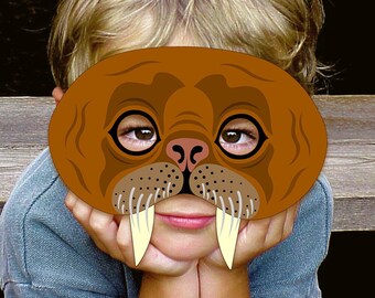 Walrus Mask Printable Halloween Animal Costume Kid Adult Template Pool Party Seal Arctic Sea Lion Ocean Acuatic Sea Lion Phoca Photo Booth