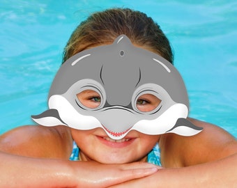 Dolphin Printable Mask Halloween Costume Pool Party Beach Sea Ocean Animals Acuatic Whale DIY Animal Masks Photo Booth Children Adult Kids