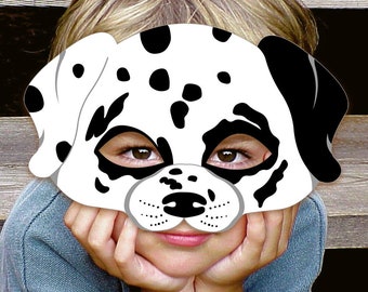 Dalmatian Dog Mask Printable Animal Childrens Halloween Masks Spotted Dog White Party Costume Birthday Carnival Adult Kid Storytelling Masks