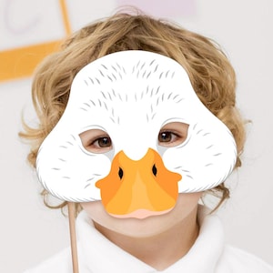 Duck Mask Printable Carnival Costume American Pekin Duck White Bird Easter Animal Halloween Activity Party Favor Game Kid Adult DIY Birthday