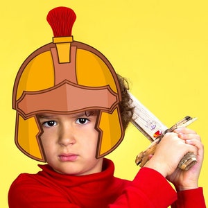 Maschera Elmo Antica Stampabile Carnevale Halloween Gladiatore Greco Romano Soldato Festa Costume Troiano Corona Artigianato Bambino Adulto Bambini Centurione