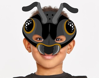 Ant Mask Printable Costume Black Insect Bug Crafts Halloween Activity Forest Paper Animal Party Adult Kid Birthday Pretend Play Photo Booth