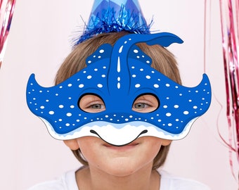 Spotted Eagle Ray Mask Printable Fish Animal Halloween Fish Manta Ray Stingray PDF Costume Template Under Sea Birthday Party Ocean Kid Adult
