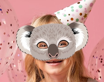 Koala Printable Mask Halloween Costume Kids Adults Gray Bear Australian Animal Paper Masks Buster Sing Photo Booth Prop Birthday Party Game