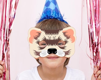 Ferret Mask Printable Weasel Rodent Halloween Costume Castor Woodland Animal Masks Groundhog Beaver Otter Party Forest Raccoon Skunk Marten