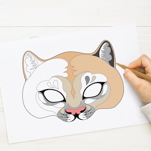 Puma Coloring Mask Printable Animal Mountain Lion Halloween Costume Carnival Cougar Wild Big Cat Catamount Party Game Birthday Book Activity