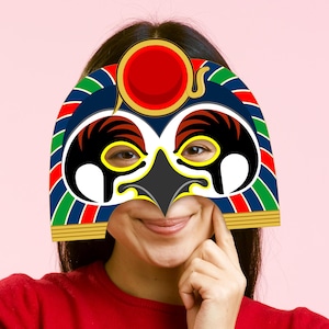 Máscara Ra para impressão Deus Sol egípcio fantasia Egito antigo falcão cobra atividade escolar festa de Halloween favor aniversário carnaval adulto criança