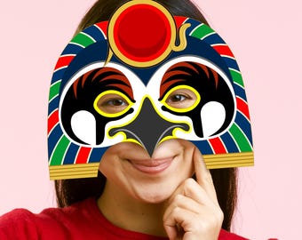 Ra Mask Printable Egyptian Sun God Costume Kid Adult Ancient Egypt Hawk Falcon Snake School Activity Halloween Party Favor Birthday Carnival