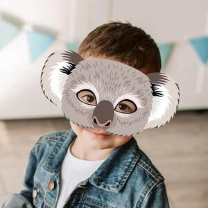 Koala Mask Printable Costume Kid Adult Australian Animal Paper Masks Buster Sing Photo Booth Birthday Party Game School Activity Halloween
