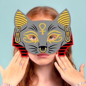 Bastet Mask Printable Costume Egyptian Goddess Cat Ancient Egypt School Activity Halloween Animal Party Favor Birthday Carnival Adult Kid