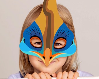 Cassowary Mask Printable Animal Bird Halloween Costume Paper Craft Australian Party Birthday Zoo Kid Adult Dress Up Pretend Play Carnival