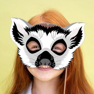 Lemur Mask Printable Halloween Costume Monkey Primate Animal Mask Aye Aye Birthday Party Kid ...