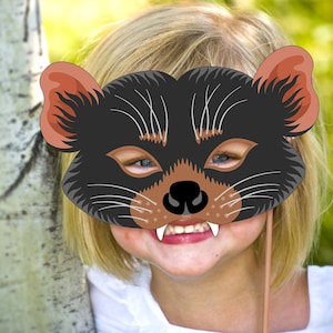 Tasmanian Devil Mask Printable Costume Kid & Adult Halloween Australia Animal Craft Carnival Rat Bat Birthday Safari Party Favor Photo Booth
