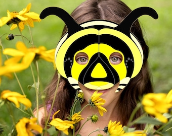 Caterpillar Mask Printable Animal Costume Monarch Larva Insect Bug Halloween Party Favor Birthday Bee Carnival Bumblebee Butterfly Kid Adult