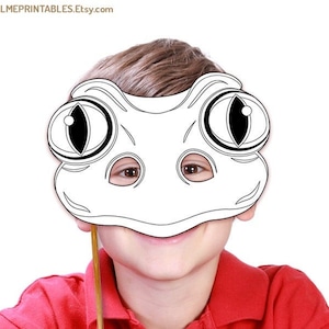 Grenouille Coloriage Masque DIY Imprimable Halloween Costume Crapaud Amphibiens Drôle Fête Activité Jeu Faveur PDF Animal Enfants Adulte Photo Booth Anniversaire image 2