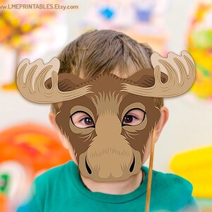 Moose Mask Printable Halloween Costume Woodland Party Animal Masks Reindeer Deer Stag Forest ...