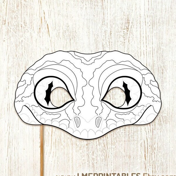 Gecko Coloriage Masque DIY Imprimable Halloween Costume Reptile Lézard Drôle Partie Jeu Skink Serpent PDF Animal Masques Randall Enfant Adulte Anniversaire