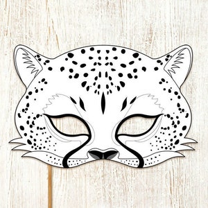 Cheetah Coloring Mask Printable Carnival Halloween Animal Costume Leopard Kid Wild Big Cat Jungle Party Favor Game Birthday Activity Book
