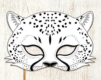 Cheetah Coloring Mask Printable Halloween Animal Costume Leopard Kid Wild Big Cat Jungle Party Favor Game Birthday Activity Book Carnival