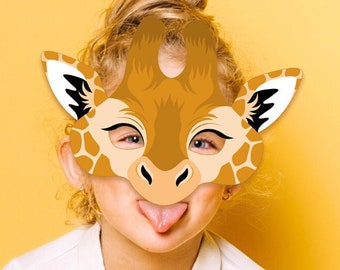 Giraffe Printable Mask Halloween Costume Safari Jungle Animals Melman Mask Funny Face Photo Booth Birthday Party Favor School Game Kid Adult