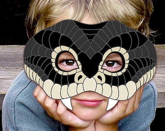 Schwarze Mamba Schlange Maske Druckbare Kostüm Reptil Eidechse Karneval Halloween Tier Maske Photo Booth Prop Geburtstag Party Favor Spiel Kind Erwachsene