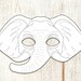 Elephant Coloring Printable Mask Halloween Costume DIY Safari Jungle ...