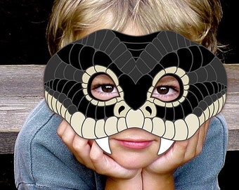 Black Mamba Snake Printable Mask DIY Costume Reptile Lizard Halloween Animal Funny Mask Photo Booth Birthday Party Game Kid Adult Masquerade