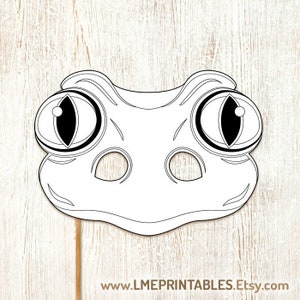 Grenouille Coloriage Masque DIY Imprimable Halloween Costume Crapaud Amphibiens Drôle Fête Activité Jeu Faveur PDF Animal Enfants Adulte Photo Booth Anniversaire image 1