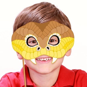 Mr Snake Printable Mask Costume Reptile Brown Carnival Halloween Yellow Lizard Animal Photo Booth Prop Birthday Party Favor Game Kid Adult