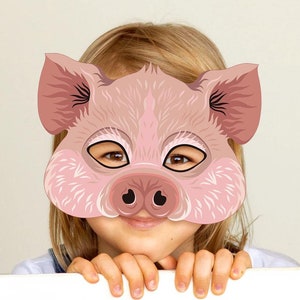 Maschera di maiale stampabile Costume di Halloween 3 porcellini Fattoria degli animali fai da te Carnevale Rosita Sing Barn Piggy Maialino rosa Festa di compleanno Porky Petunia