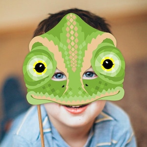 Chameleon Printable Mask DIY Halloween Costume Reptile Lizard PDF Paper Mask Animal Gecko Iguana Birthday Party Game DressUp Kid Adult Snake