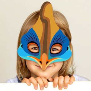 Kassuar Maske druckbare Tier Vogel Karneval Halloween Kostüm Papier Handwerk Australian Party Geburtstag Zoo Kind Erwachsener verkleiden Pretend Play